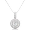 High-Quality Diamond Double Halo Pendant Necklace