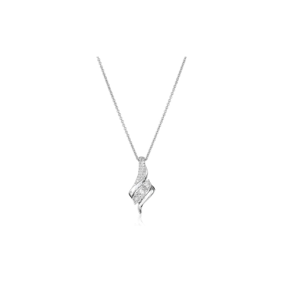 Diamond 3 Stone Pendant Necklace