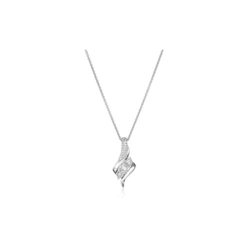 Diamond 3 Stone Pendant Necklace