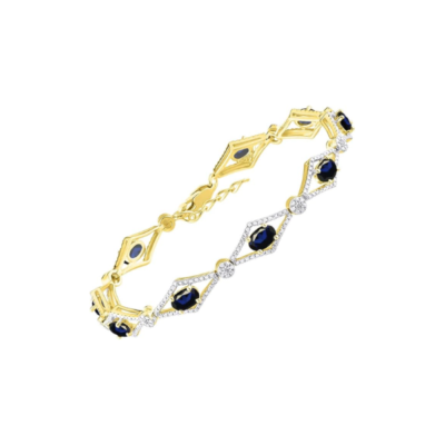 RYLOS Women's 925 Yellow Gold Plated Silver Tennis Bracelet