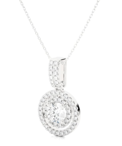 High-Quality Diamond Double Halo Pendant Necklace