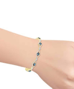 RYLOS Women's 925 Yellow Gold Plated Silver Tennis Bracelet