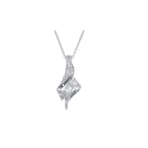 Diamond 3 Stone Pendant Necklace