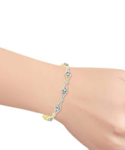 RYLOS Women's 925 Yellow Gold Plated Silver Tennis Bracelet