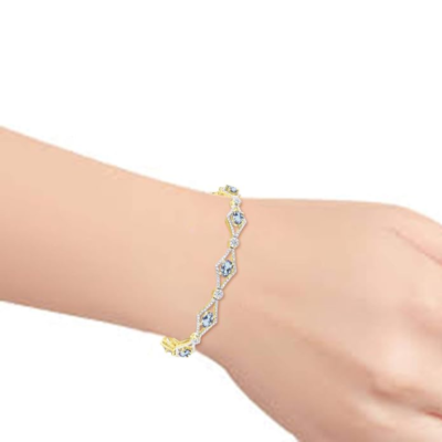 RYLOS Women's 925 Yellow Gold Plated Silver Tennis Bracelet