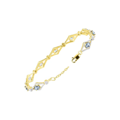 RYLOS Women's 925 Yellow Gold Plated Silver Tennis Bracelet